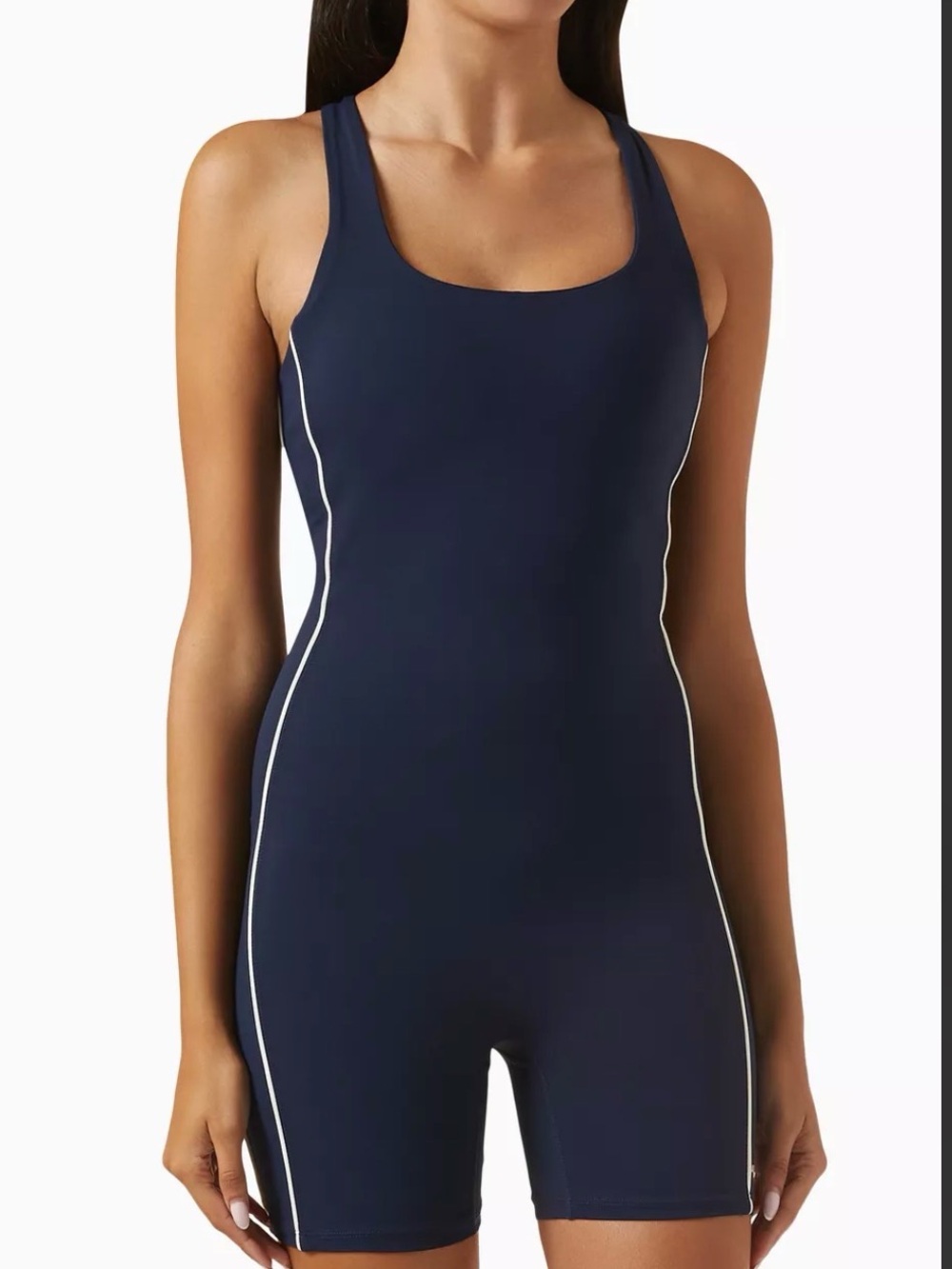 Adanola Ultimate Micro Piping Romper - Navy Blue - Size M